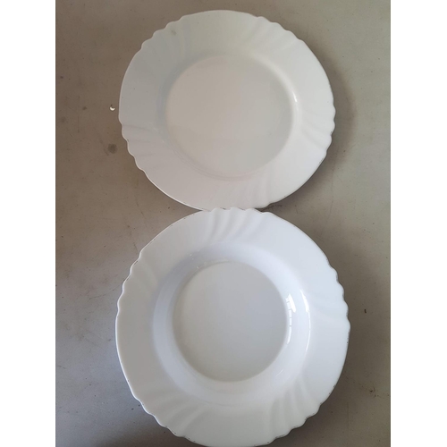 828 - Classic White Milk Glass / Scallop Swirl Shape / Pattern Dinner Plates (25 - Dinner Plates and 14 - ... 