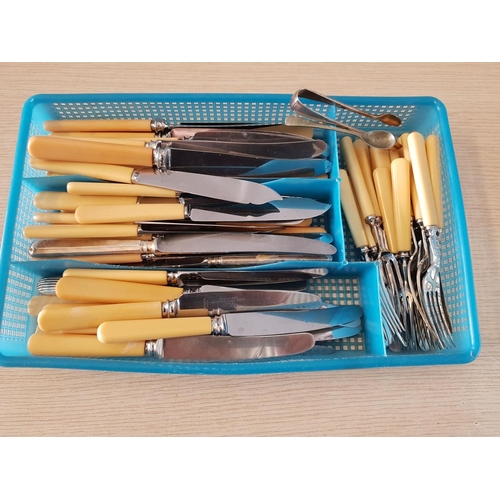 833 - Large Collection of Vintage / Retro Cutlery with Plastic Handles (63pcs)