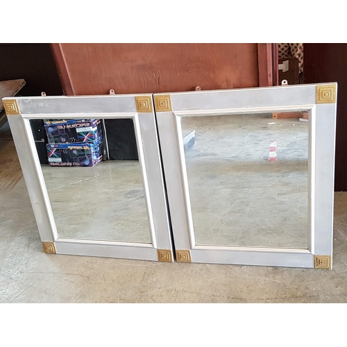 835 - Pair of Mirrors in Decorative Silver Tone Frames (55 x 66cm each)