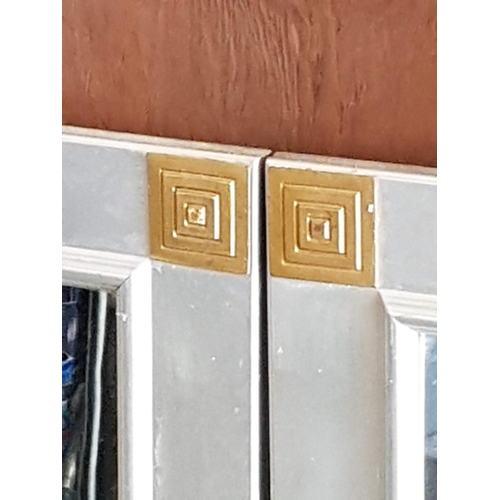 835 - Pair of Mirrors in Decorative Silver Tone Frames (55 x 66cm each)