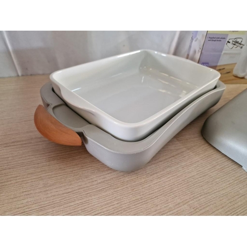 608 - White Ceramic Serving / Casserole Dish with Insulated Cover, Together with Hand Mixer in Box, (2)