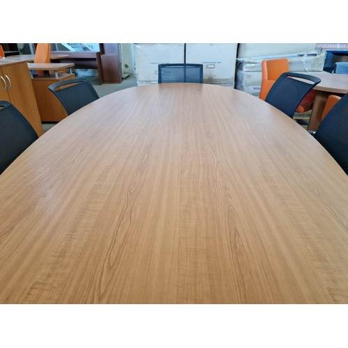 75 - Oval Shape Cherry Wood Colour Conference Table (Approx. 250 x 120cm), Together with Set of 6 x 'Narb... 