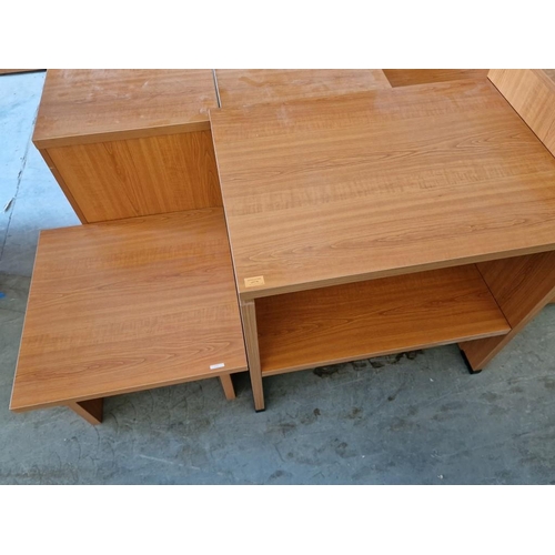 78 - Cherry Wood Colour Office Desk Extension / Unit and Square Side / Coffee Table, (Approx. 80 x 60 x 7... 