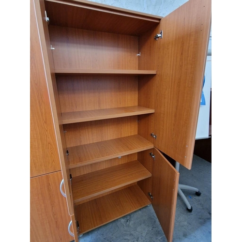 79 - Cherry Wood Colour Office Cupboard with 2 x Sets of Double Opening Doors and Internal Shelving, (App... 