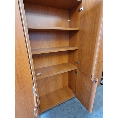 80 - Cherry Wood Colour Office Cupboard with 2 x Sets of Double Opening Doors and Internal Shelving, (App... 