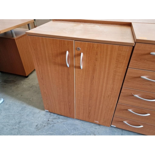 81 - Chery Wood Colour Office Cupboard with Internal Shelf, (Approx. 70 x 41 x 86cm)