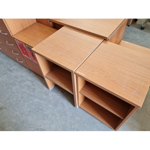 82A - 3 x Cherry Wood Colour Office Units, (Approx. 50 x 50 x 74cm, 50 x 50 x 73cm and 50 x 41 x 65cm), (3... 