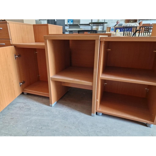 82A - 3 x Cherry Wood Colour Office Units, (Approx. 50 x 50 x 74cm, 50 x 50 x 73cm and 50 x 41 x 65cm), (3... 