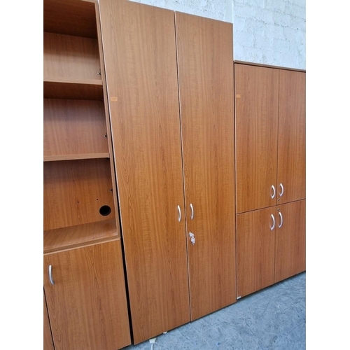 83 - Cherry Wood Colour Office Cupboard with Full Height Double Opening Doors and Internal Shelving, (App... 