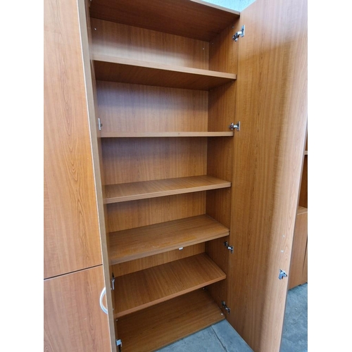 85 - Cherry Wood Colour Office Cupboard with Full Height Double Opening Doors and Internal Shelving, (App... 