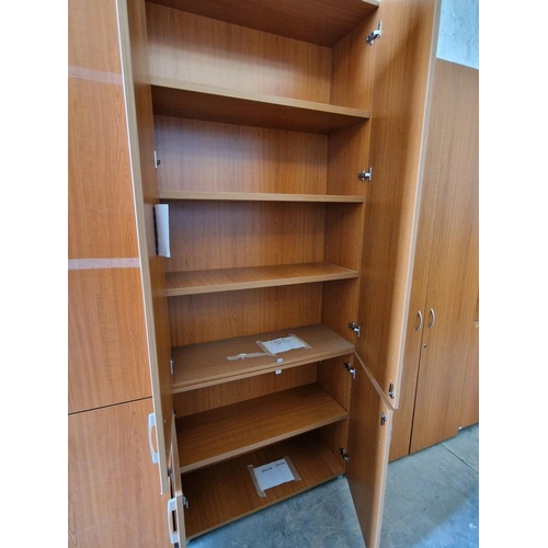 86 - Cherry Wood Colour Office Cupboard with 2 x Sets of Double Opening Doors and Internal Shelving, (App... 