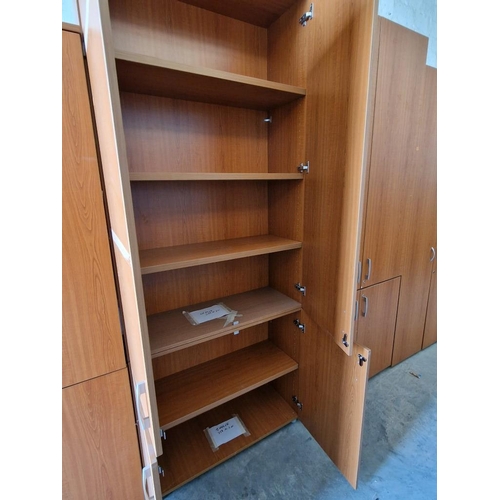 87 - Cherry Wood Colour Office Cupboard with 2 x Sets of Double Opening Doors and Internal Shelving, (App... 