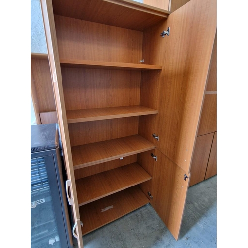 88 - Cherry Wood Colour Office Cupboard with 2 x Sets of Double Opening Doors and Internal Shelving, (App... 