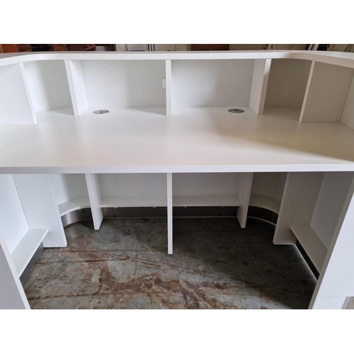 90 - Modern Gloss White Reception Desk with Internal Shelving, (Approx. 161 x 80 x 103cm), Together with ... 