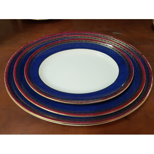 673 - Incomplete Dinner Set in Navy Blue / Gold / Burgundy Rim Pattern, Bishop & Stonier, Made in England,... 