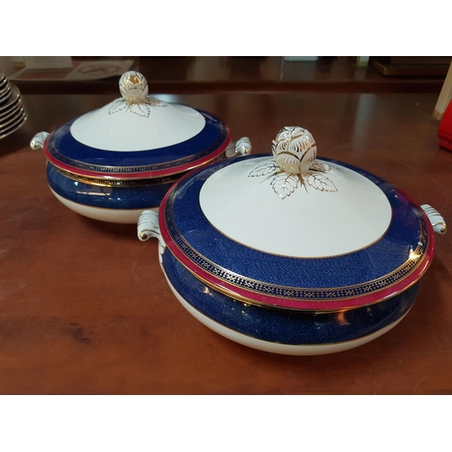 673 - Incomplete Dinner Set in Navy Blue / Gold / Burgundy Rim Pattern, Bishop & Stonier, Made in England,... 