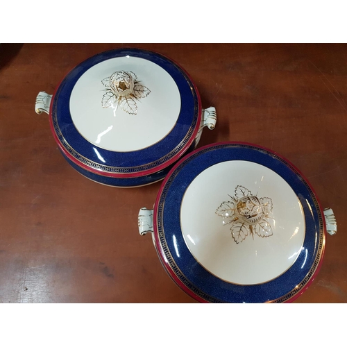 673 - Incomplete Dinner Set in Navy Blue / Gold / Burgundy Rim Pattern, Bishop & Stonier, Made in England,... 