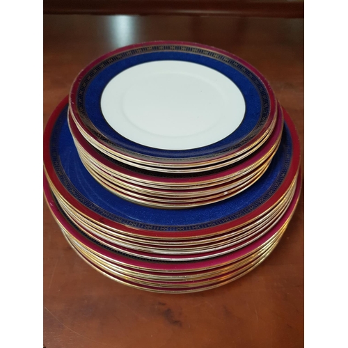 673 - Incomplete Dinner Set in Navy Blue / Gold / Burgundy Rim Pattern, Bishop & Stonier, Made in England,... 