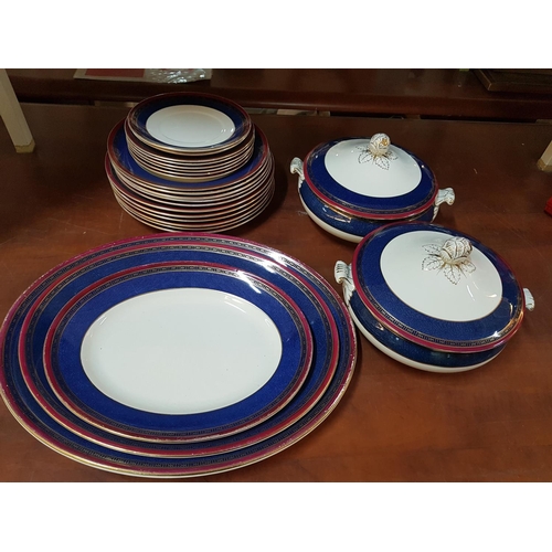 673 - Incomplete Dinner Set in Navy Blue / Gold / Burgundy Rim Pattern, Bishop & Stonier, Made in England,... 