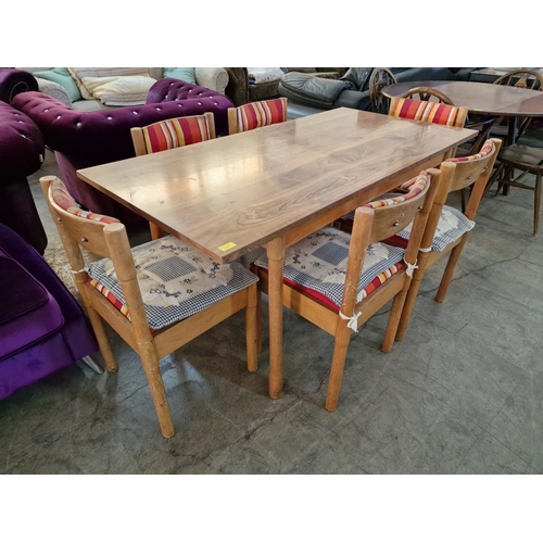 664 - Rectangular Wood Effect Dining Table (Approx. 152 x 76cm), with Set of 6 x Wooden Dining Chairs with... 