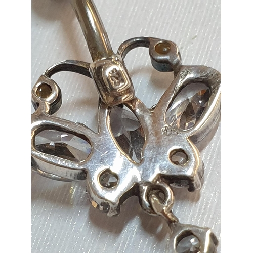 581 - Sterling Silver Hallmarked .925 Belly Button Piercing; 1 x Flower Design and 1 x Crystal Dangling De... 