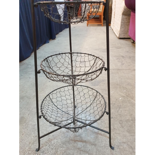 65 - 3 - Tier Iron / Wire Basket Decorated with Little Bird on Top (H:90cm)