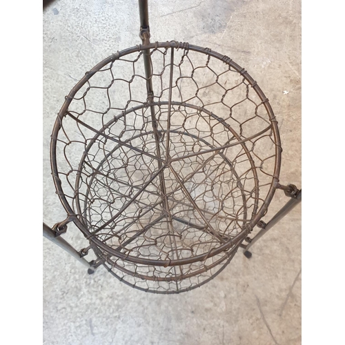 65 - 3 - Tier Iron / Wire Basket Decorated with Little Bird on Top (H:90cm)