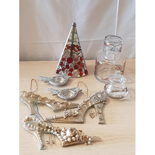 694 - Assorted Collection of Mosaics inc; 2 x Bird Shape Candle Holders, Pyramid Shape Candle Holder, Deco... 