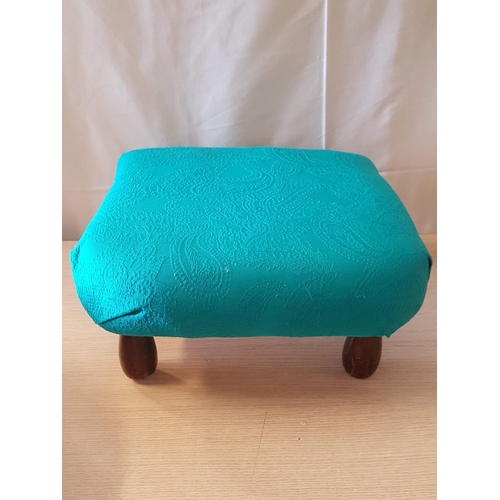 698 - Vintage Style Footstool in Turquoise Upholstery (36 x 36 x 17cm)