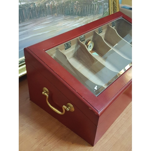 702 - Count Cigar Countertop Display Humidor with Decorative Brass Effect Hanldes (54 x 26 x 20cm Max)