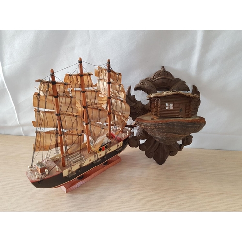 715 - Hand Craft Home Decor inc; Wooden Ship and Wall Ornament