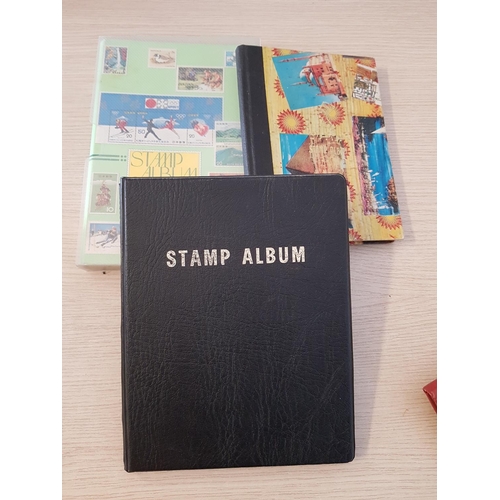 719 - 10 x Retro Stamps Albums in Various Sizes and Colours Together with 1 x Coin Album and 1 x Small Ret... 