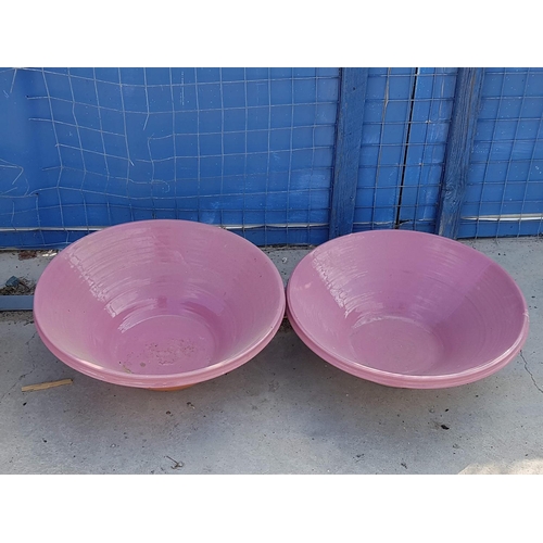 734 - 2 x Pink Terracotta Huge Garden Bowls / Plant Bowls