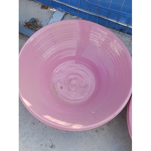 734 - 2 x Pink Terracotta Huge Garden Bowls / Plant Bowls