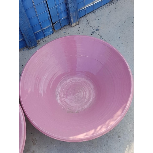 734 - 2 x Pink Terracotta Huge Garden Bowls / Plant Bowls