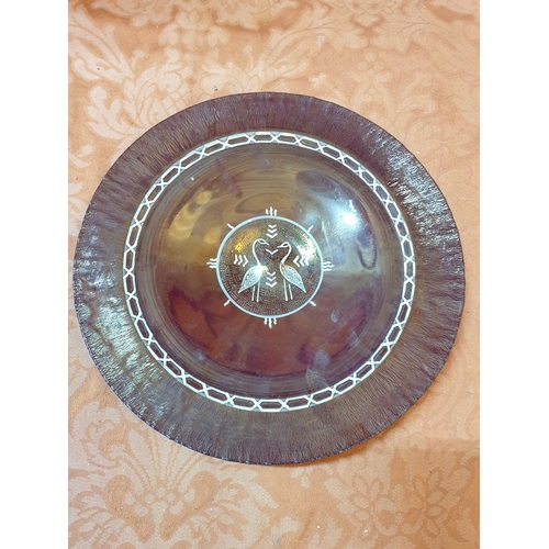 752 - Hand Craft Glass Hand Painted and Engraved Ethnic Pattern Decorative Pedestal Plate (Ø25.5cm)