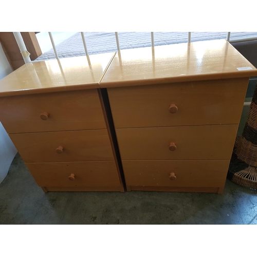 756 - Pair of Light Wood Colour 3-Drawers Bedside Units (Approx. 36 x 47 x 61cm each), (2)