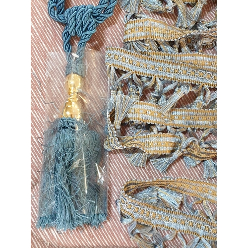 758 - Large Collection of Assorted Curtains Accessories with Various Tieback Ropes, Hooks, Few Meters of D... 