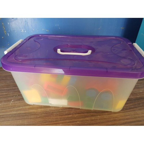 511 - Collection of Assorted Blocks in Large Plastic Container with Lid