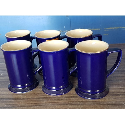 514 - London Pottery Set of 6 x Mugs in Blue Navy with Gold Rim (6pcs)