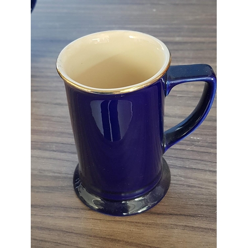 514 - London Pottery Set of 6 x Mugs in Blue Navy with Gold Rim (6pcs)