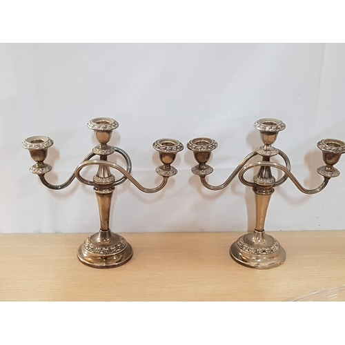 613 - Pair of Vintage Ornate Silver Plated Candelabra