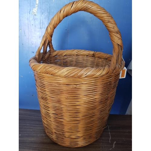 630 - Rustic Collection of Traditional Rural Items Large Basket of Water Jug and Others (x5)