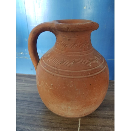 633 - Rustic Collection of Traditional Rural Water / Wine Jugs and Set of Coffee Cups with Saucers in Folk... 