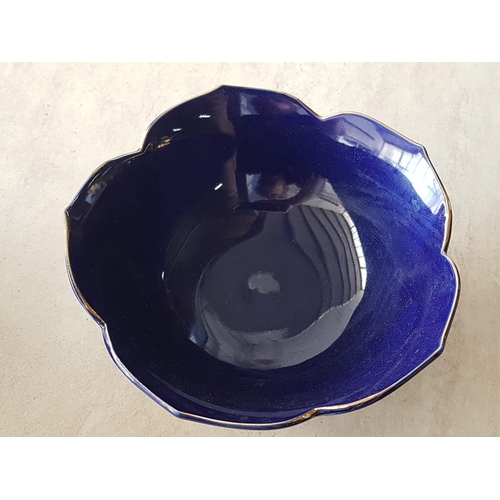 637 - Peacock Cobalt Blue, Made in Japan Sweets Bowl (Ø19cm) with Matching Plate (Ø16.5cm)