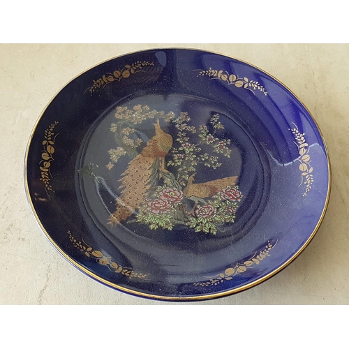 637 - Peacock Cobalt Blue, Made in Japan Sweets Bowl (Ø19cm) with Matching Plate (Ø16.5cm)