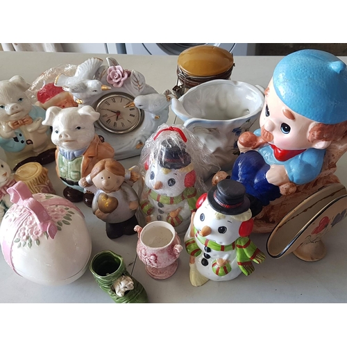 642 - Huge Collection of Retro Ornaments; Small Plant Pot, Candle Ceramic, Container, Money Boxes etc