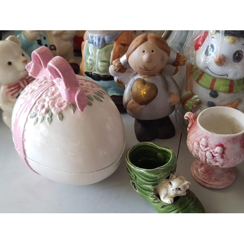 642 - Huge Collection of Retro Ornaments; Small Plant Pot, Candle Ceramic, Container, Money Boxes etc