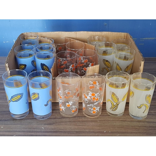 643 - 3 x Sets of 6 x Glasses each Set of Retro Colourful Water Glasses