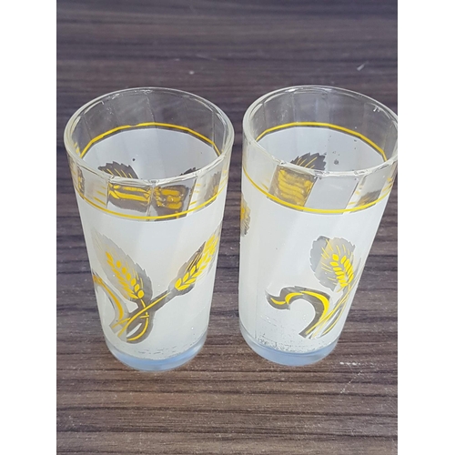 643 - 3 x Sets of 6 x Glasses each Set of Retro Colourful Water Glasses